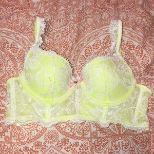Lime green lace bra